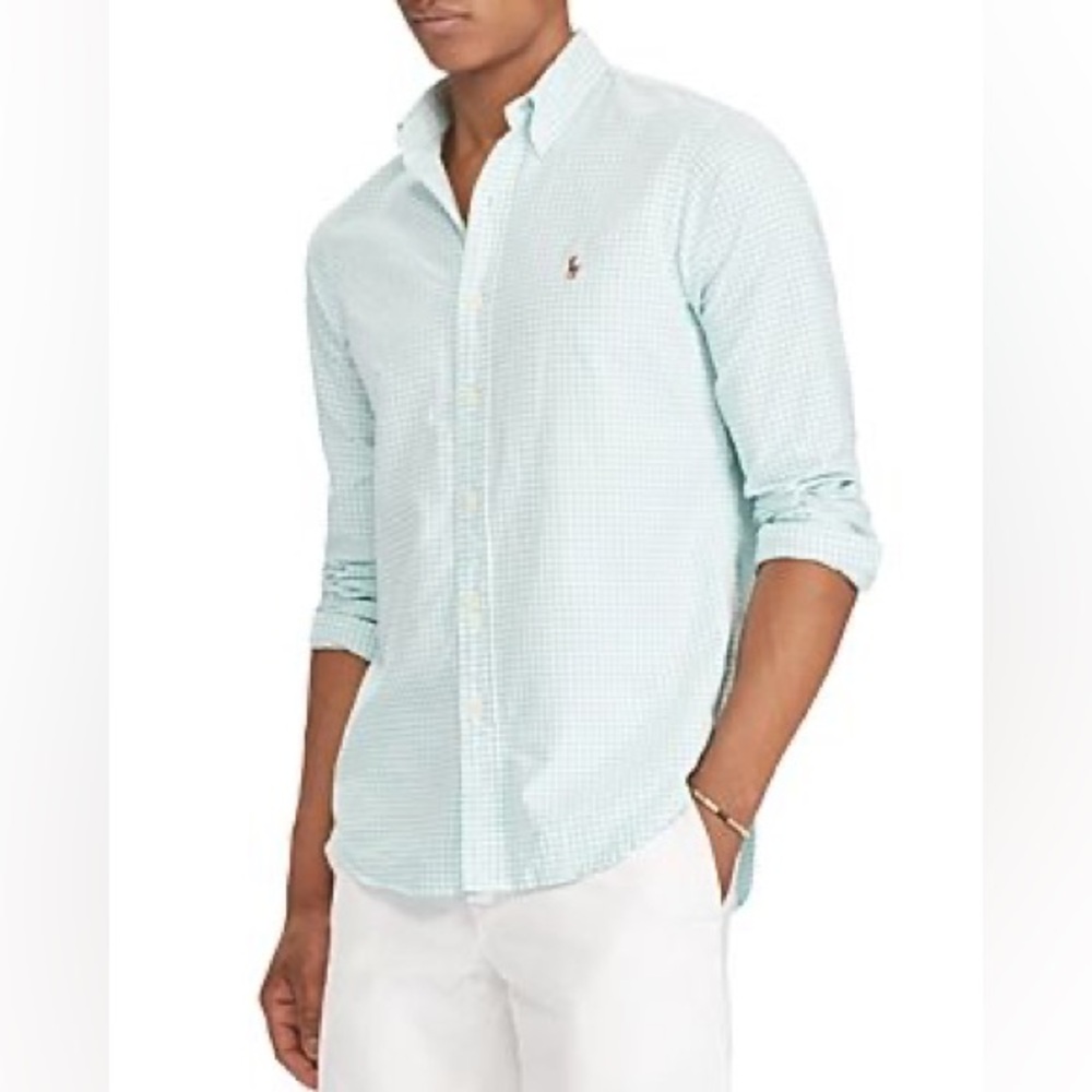 Men’s Ralph Lauren Mint and White Gingham Button-Down!